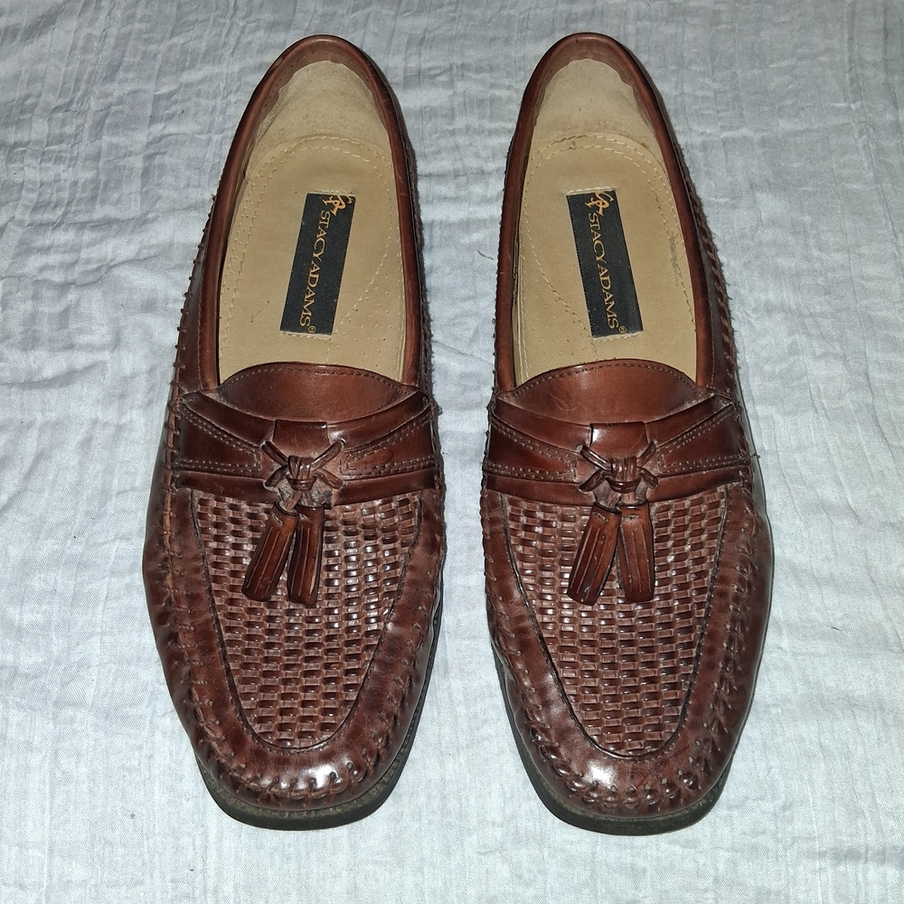 Stacy Adams Brown Woven Tassel Slip-On Loafers